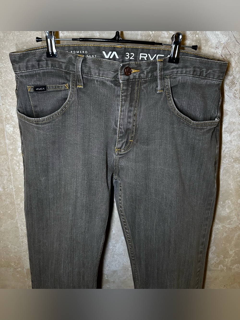 RVCA Men’s Gray Jeans with Slim Straight Fit